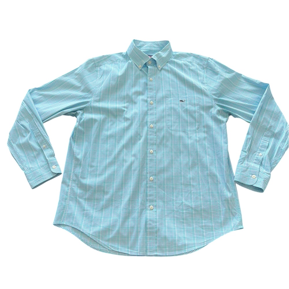 Vineyard Vines Classic Fit Tucker Blue‎ Check Plaid Shirt Size Medium